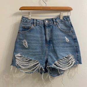 Topshop Moto Mom high waisted jean shorts